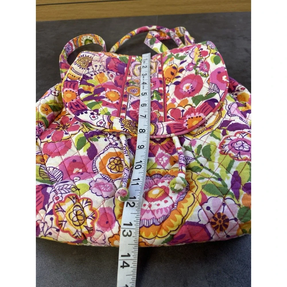 Vera Bradley Pink Floral Clementine Quilted Backpack Tote-CLEAN
